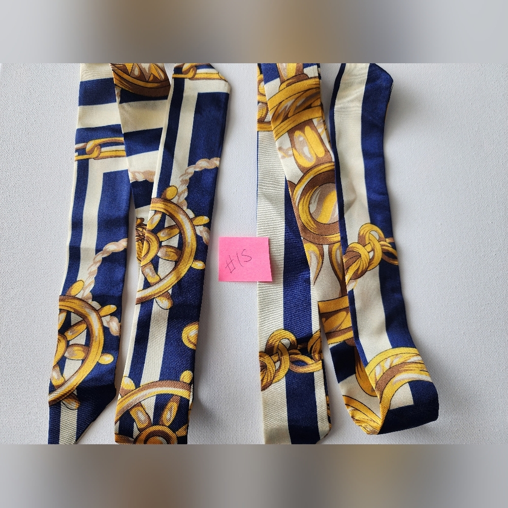 #15 2 Pc Twilly Set Nautical Striped Silk Twilly